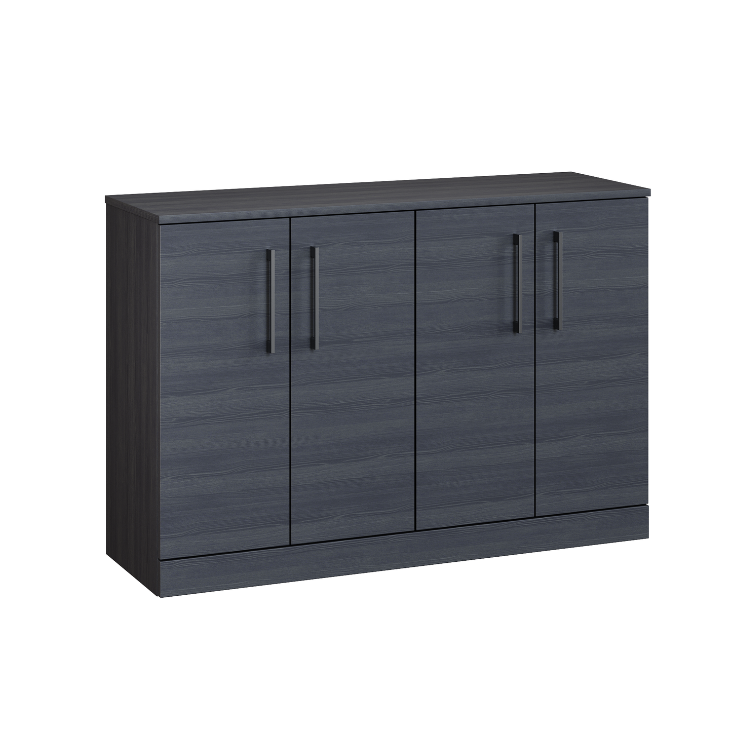Fairford Aspri Black Woodgrain 1200mm 4 Door Floorstanding Vanity Unit with Worktop