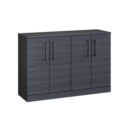 Fairford Aspri Black Woodgrain 1200mm 4 Door Floorstanding Vanity Unit with Worktop