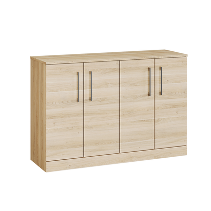 Fairford Aspri Bleached Oak 1200mm 4 Door Floorstanding Vanity Unit with Worktop