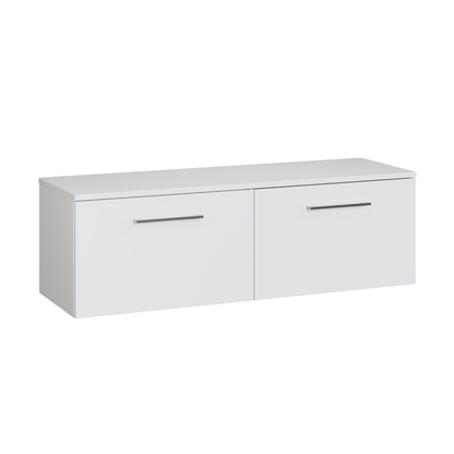 Fairford Aspri Gloss White 1200mm 2 Drawer Wall Hung Vanity Unit with Worktop