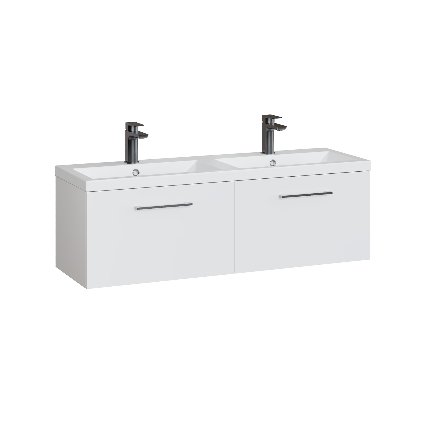 Fairford Aspri Gloss White 1200mm 2 Drawer Wall Hung Vanity Unit