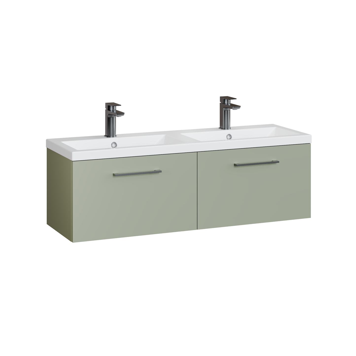 Fairford Aspri Satin Green 1200mm 2 Drawer Wall Hung Vanity Unit