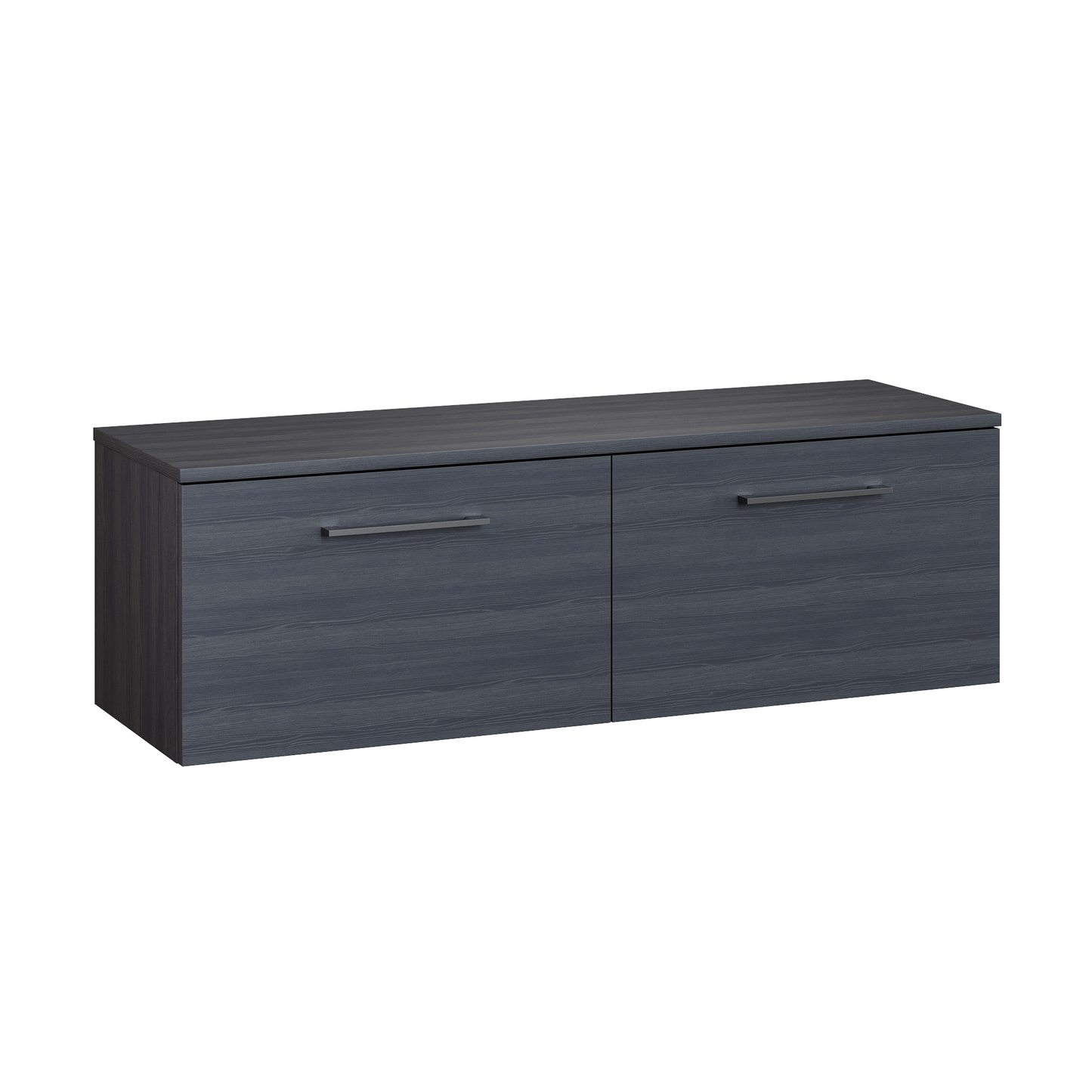 Fairford Aspri Black Woodgrain 1200mm 2 Drawer Wall Hung Vanity Unit with Worktop
