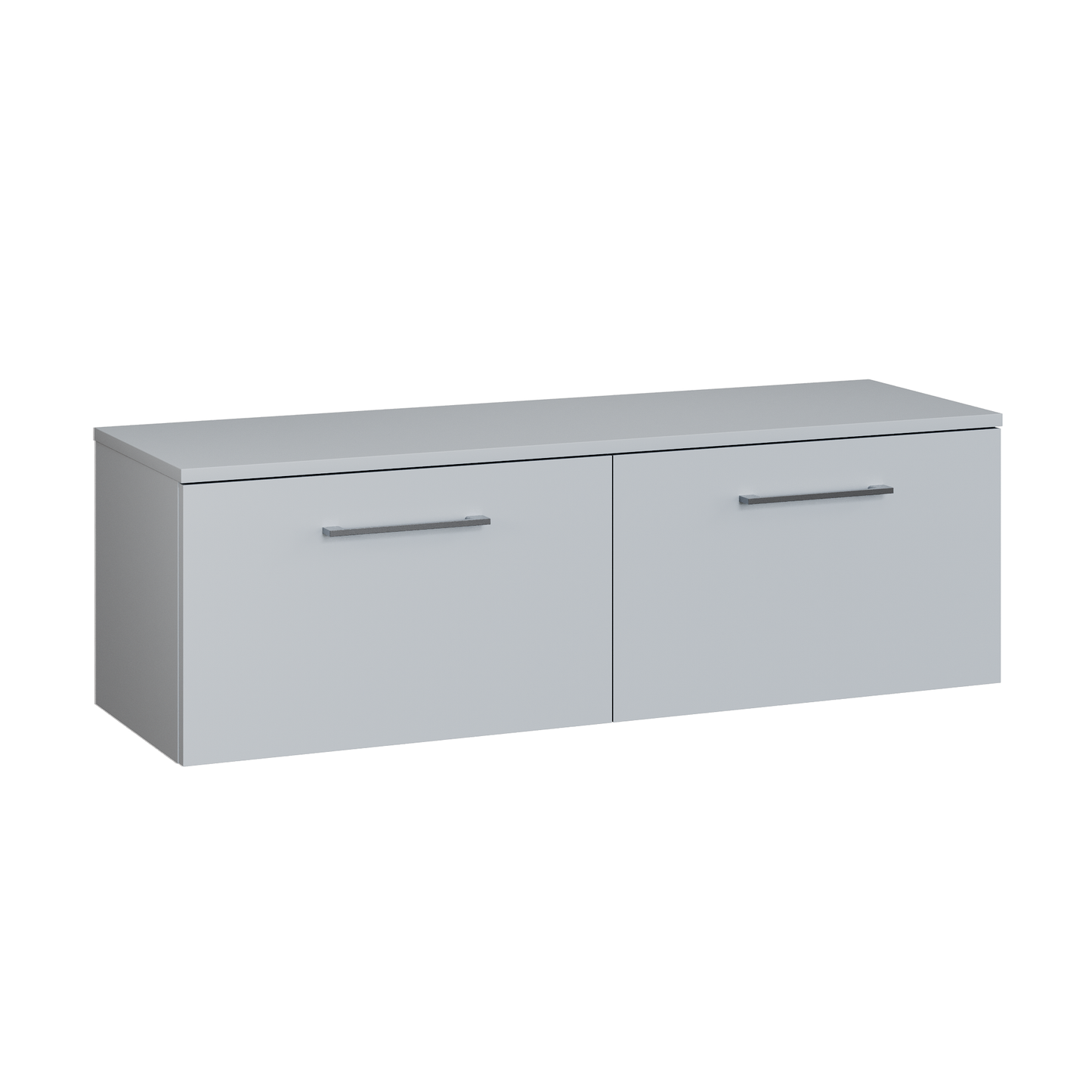 Fairford Aspri Satin Grey 1200mm 2 Drawer Wall Hung Vanity Unit with Worktop