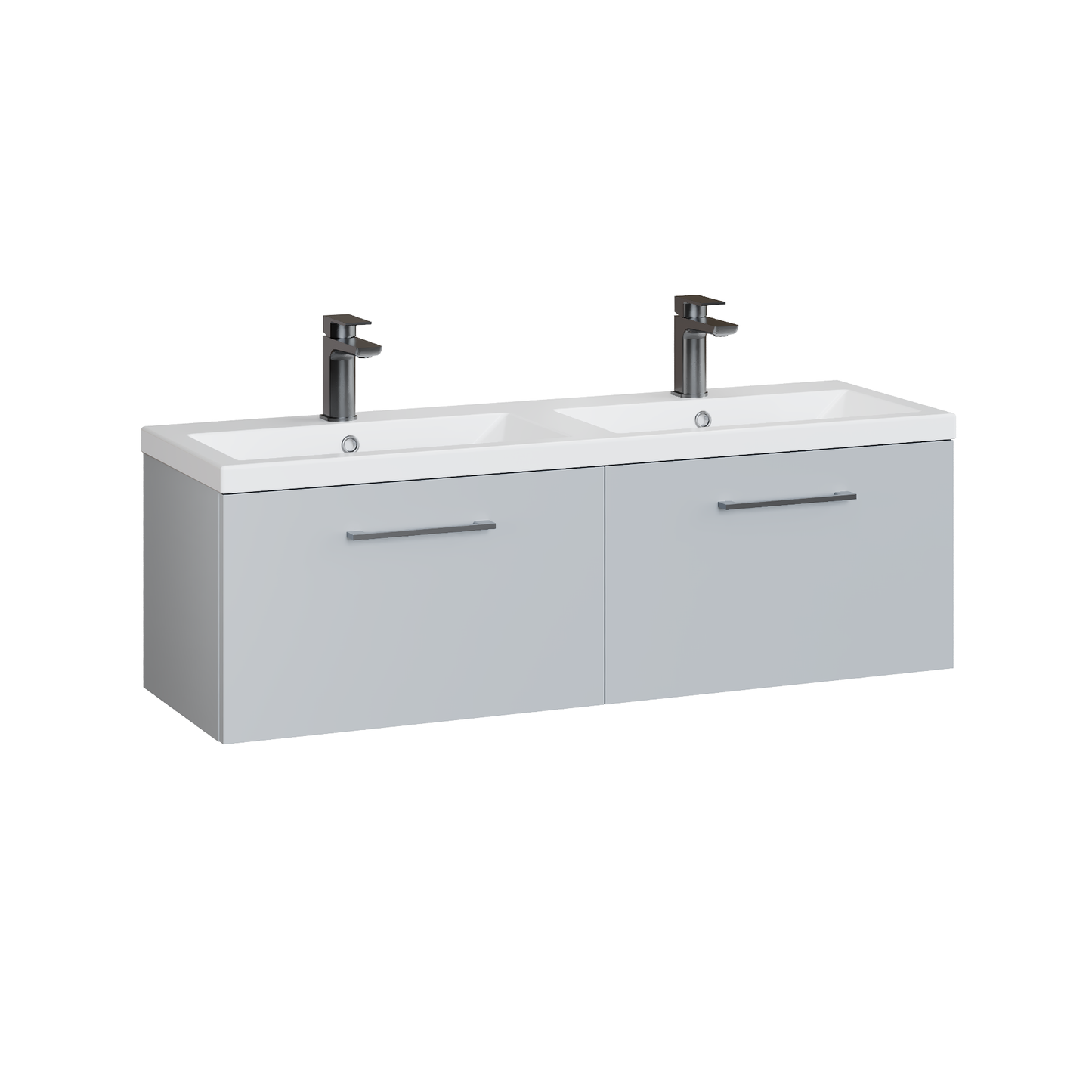 Fairford Aspri Satin Grey 1200mm 2 Drawer Wall Hung Vanity Unit