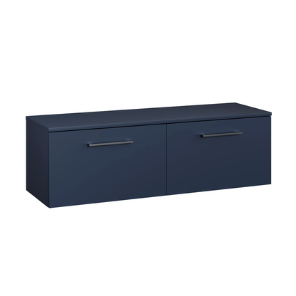 Fairford Aspri Midnight Blue 1200mm 2 Drawer Wall Hung Vanity Unit with Worktop