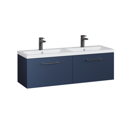Fairford Aspri Midnight Blue 1200mm 2 Drawer Wall Hung Vanity Unit