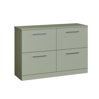 Fairford Aspri Satin Green 1200mm 4 Drawer Floorstanding Vanity Unit with Worktop