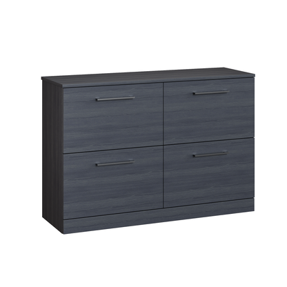 Fairford Aspri Black Woodgrain 1200mm 4 Drawer Floorstanding Vanity Unit with Worktop
