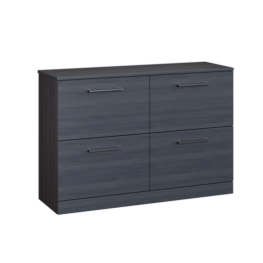 Fairford Aspri Black Woodgrain 1200mm 4 Drawer Floorstanding Vanity Unit with Worktop