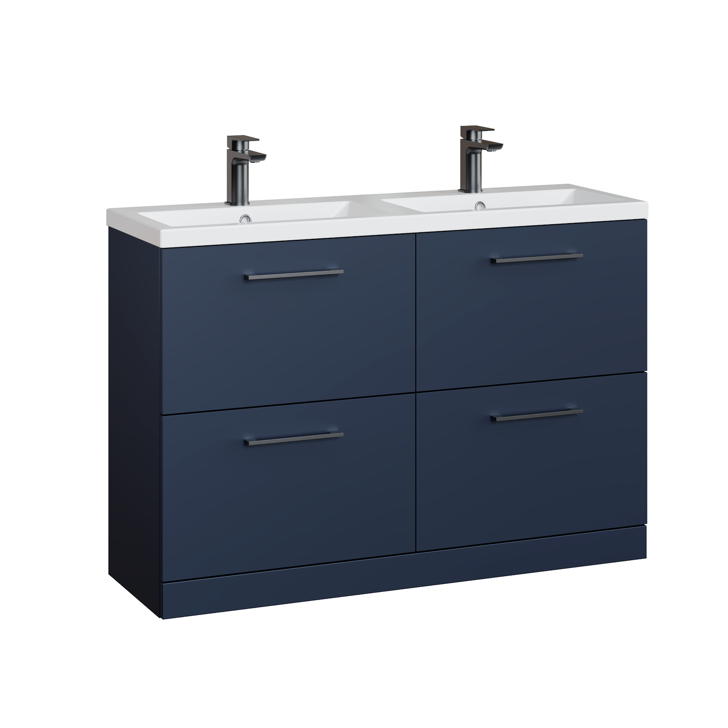 Fairford Aspri Midnight Blue 1200mm Floorstanding Double Vanity Unit with Doors and Basin
