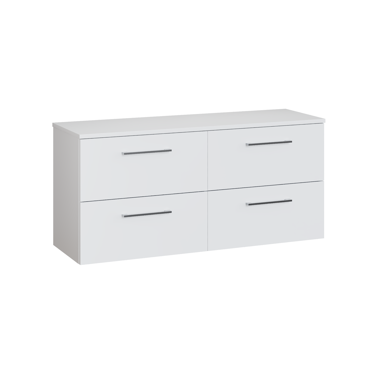 Fairford Aspri Gloss White 1200mm 4 Drawer Wall Hung Vanity Unit with Worktop