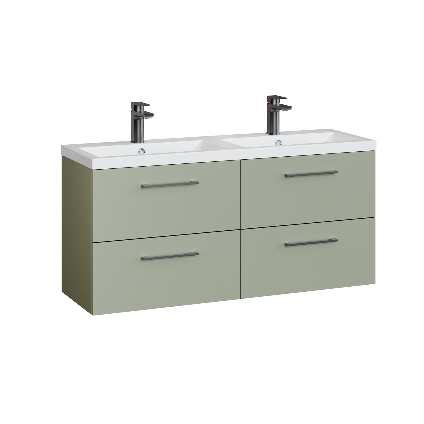 Fairford Aspri Satin Green 1200mm 4 Drawer Wall Hung Vanity Unit