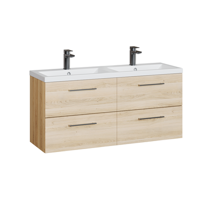 Fairford Aspri Bleached Oak 1200mm 4 Drawer Wall Hung Vanity Unit
