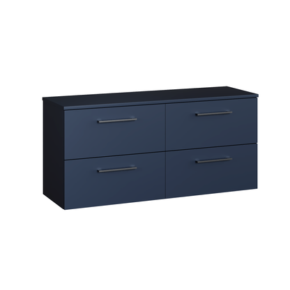 Fairford Aspri Midnight Blue 1200mm 4 Drawer Wall Hung Vanity Unit with Worktop