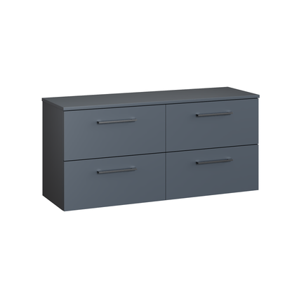 Fairford Aspri Soft Black 1200mm 4 Drawer Wall Hung Vanity Unit with Worktop