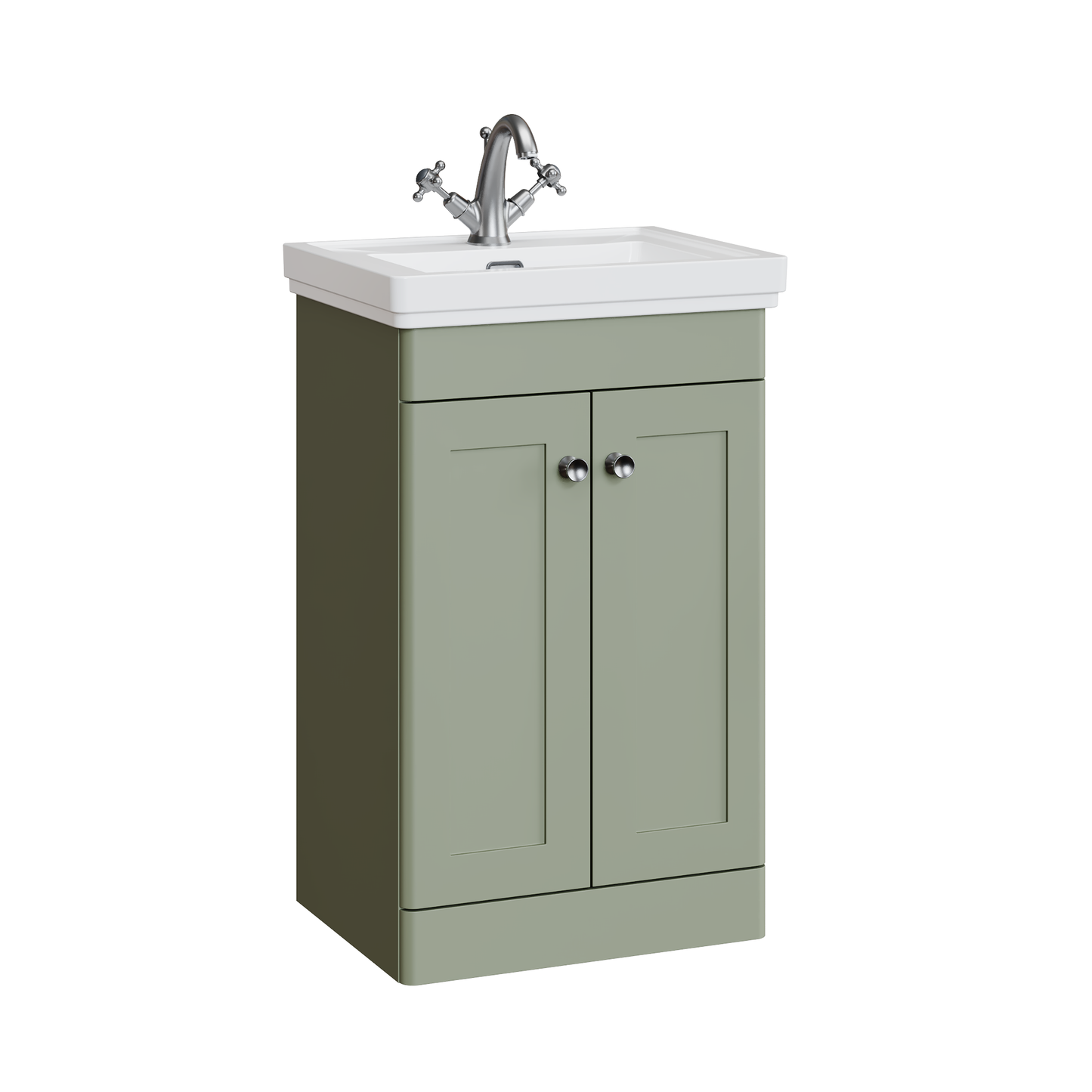Fairford Laurel 500mm Floor Standing Satin Green Vanity Unit - 1 Tap Hole