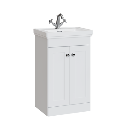 Fairford Laurel 500mm Floor Standing Satin White Vanity Unit - 1 Tap Hole