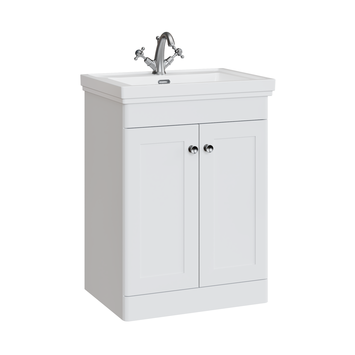 Fairford Laurel 600mm Floor Standing Satin White Vanity Unit - 1 Tap Hole