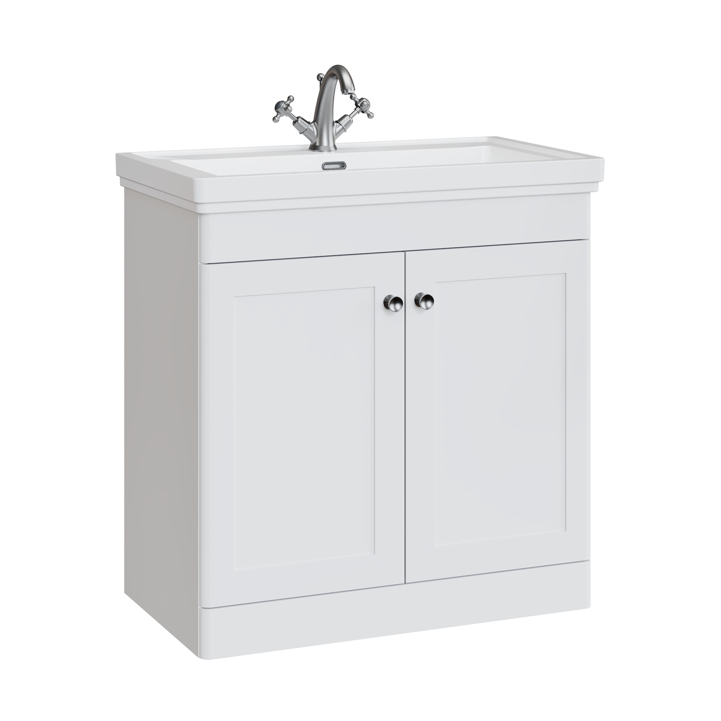 Fairford Laurel 800mm Floor Standing Satin White Vanity Unit - 1 Tap Hole