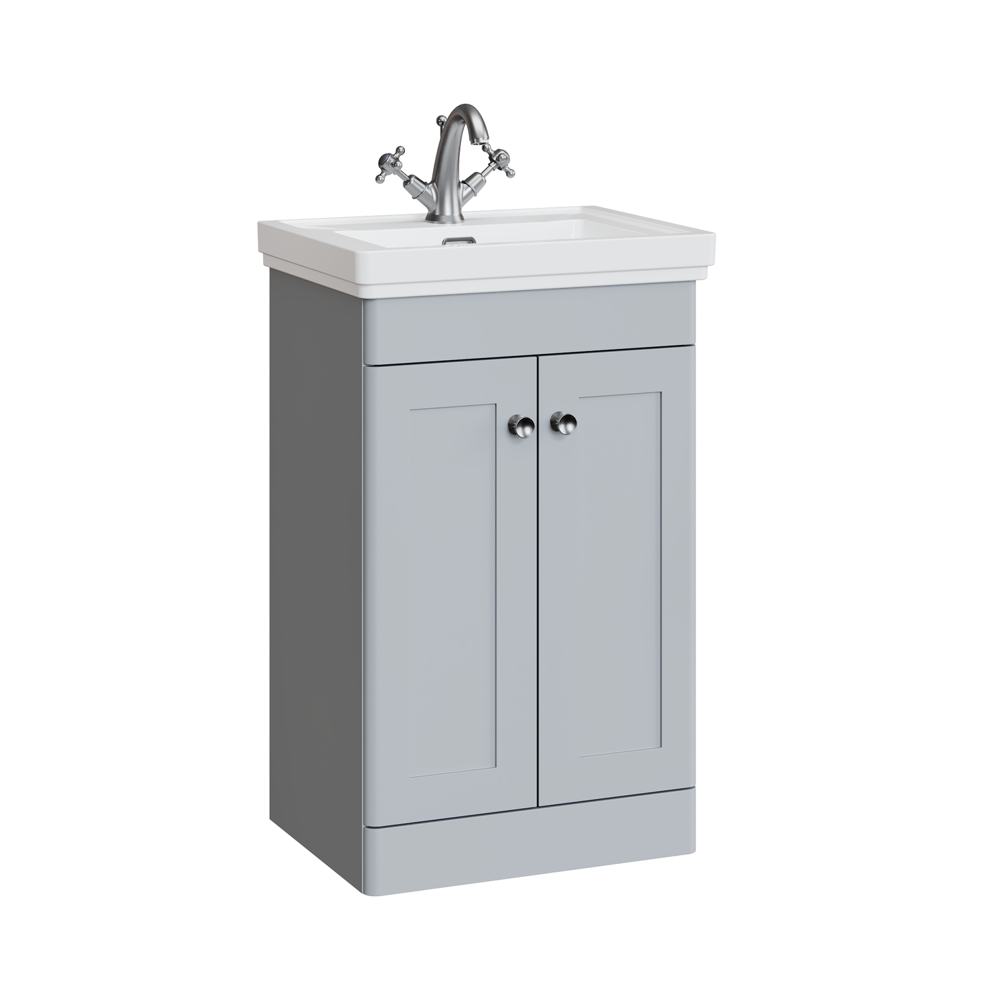 Fairford Laurel 500mm Floor Standing Satin Grey Vanity Unit - 1 Tap Hole