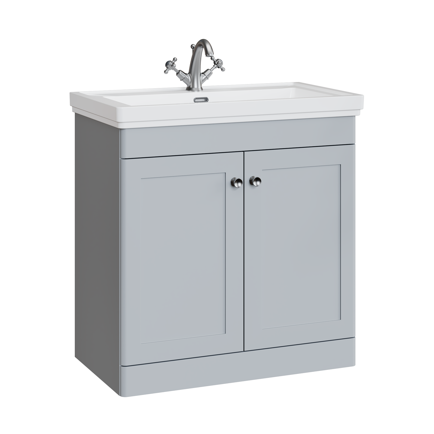 Fairford Laurel 800mm Floor Standing Satin Grey Vanity Unit - 1 Tap Hole