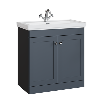 Fairford Laurel 800mm Floor Standing Satin Anthracite Vanity Unit - 1 Tap Hole