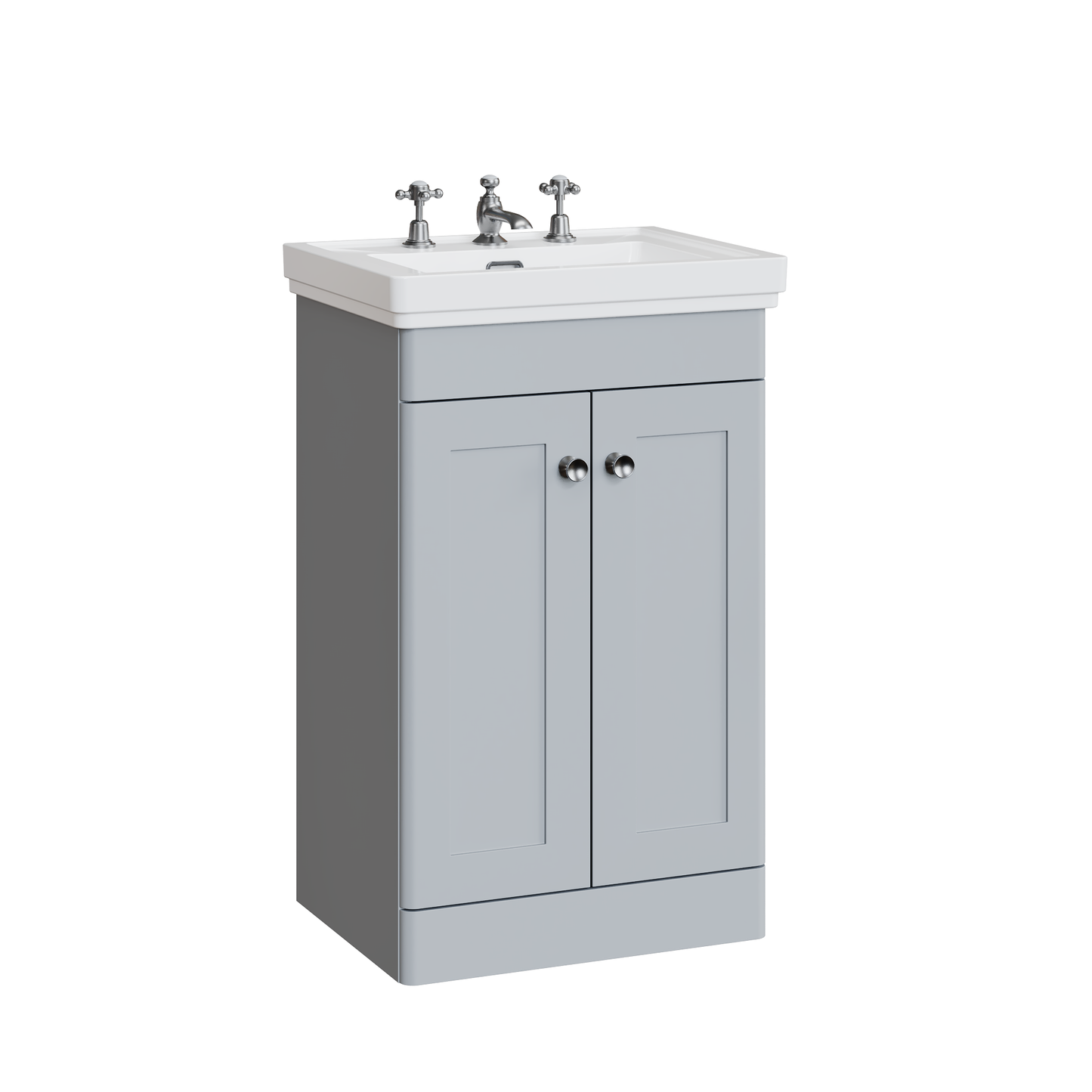 Fairford Laurel 500mm Floor Standing Satin Grey Vanity Unit - 3 Tap Hole