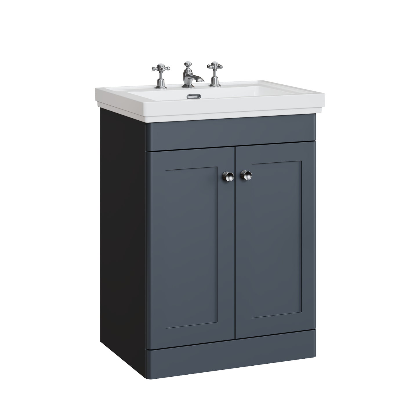 Fairford Laurel 600mm Floor Standing Satin Anthracite Vanity Unit - 3 Tap Hole