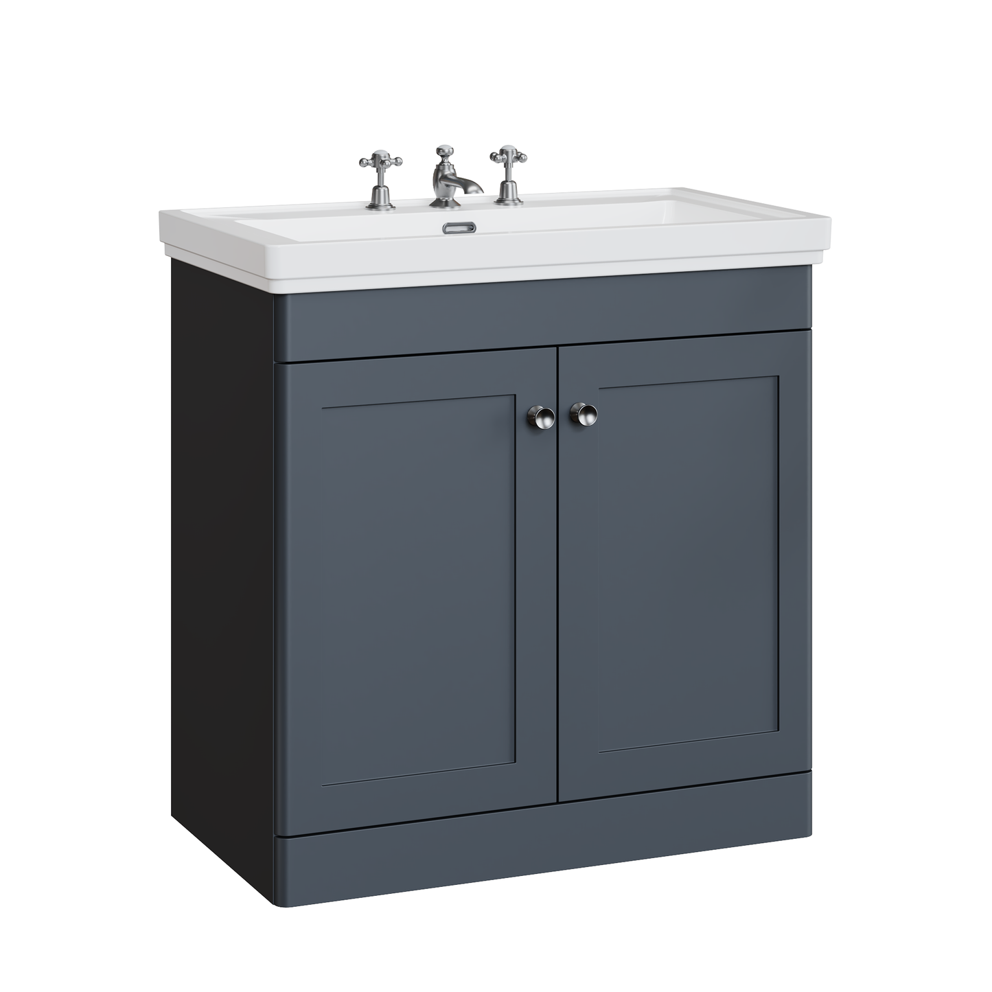 Fairford Laurel 800mm Floor Standing Satin Anthracite Vanity Unit - 3 Tap Hole