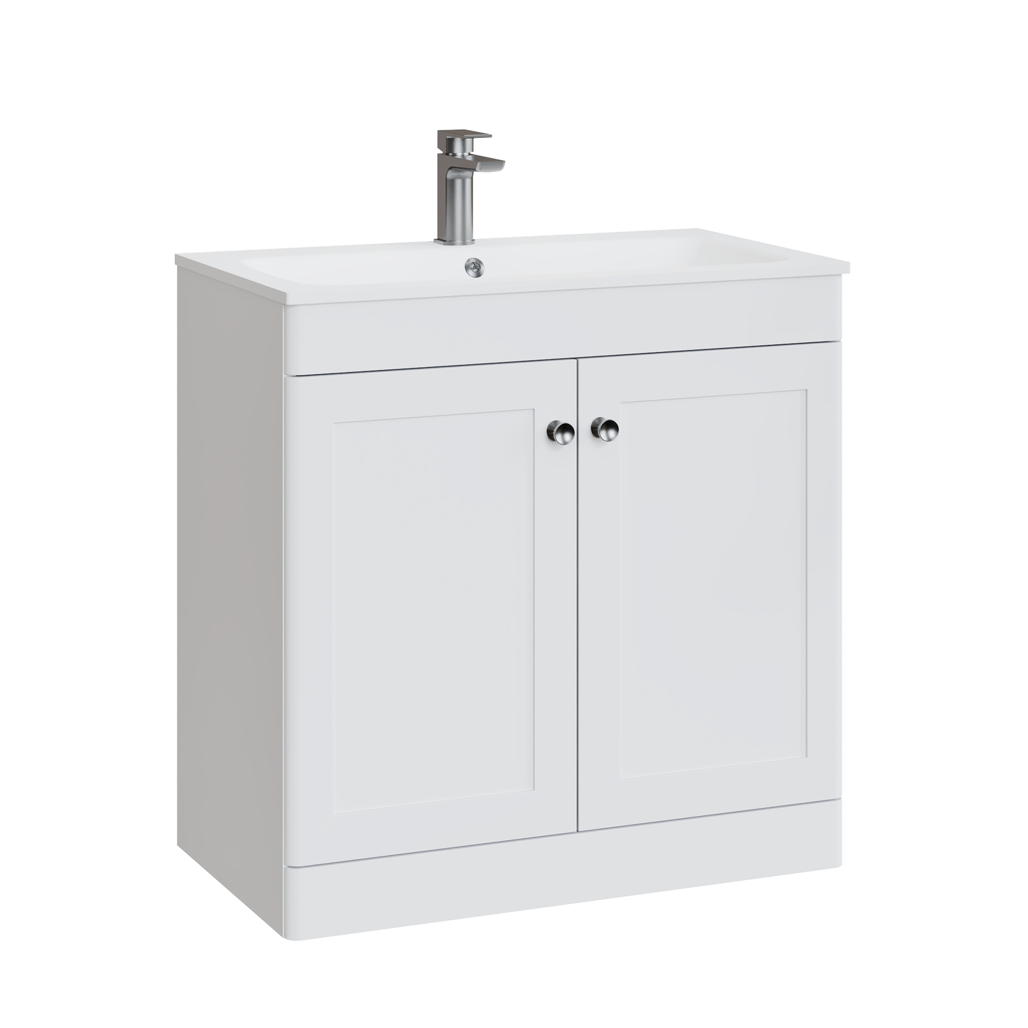 Fairford Laurel Satin White 800mm 2 Door Floorstanding Vanity Unit with Stone Basin