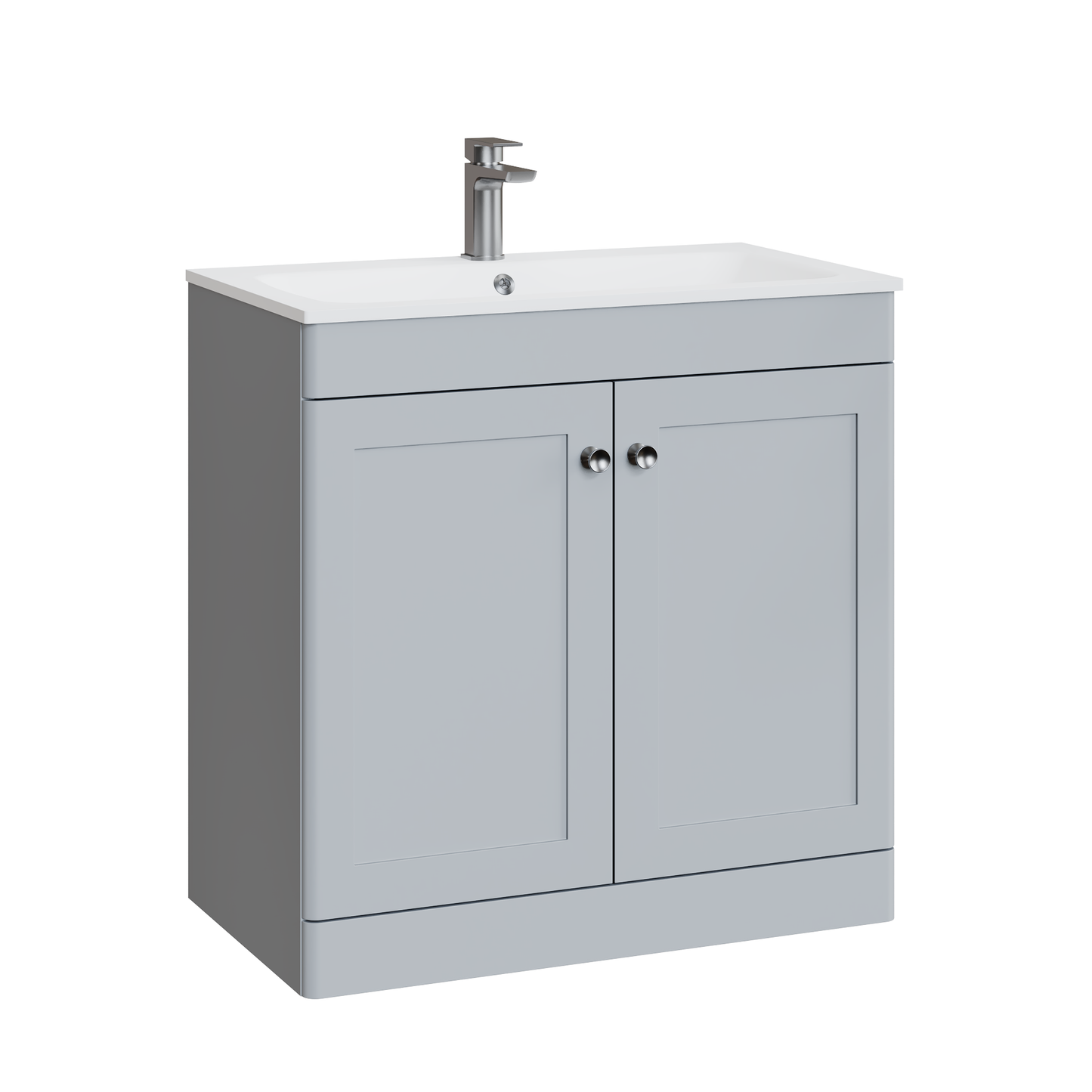 Fairford Laurel Satin Grey 800mm 2 Door Floorstanding Vanity Unit with Stone Basin