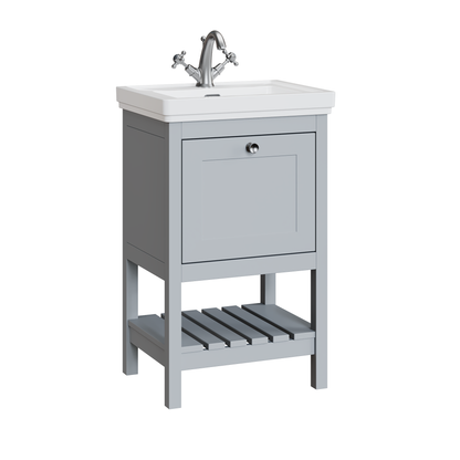 Fairford Juliette Satin Grey 500mm 1 Drawer Floorstanding Vanity Unit with 1 Tap Hole Basin