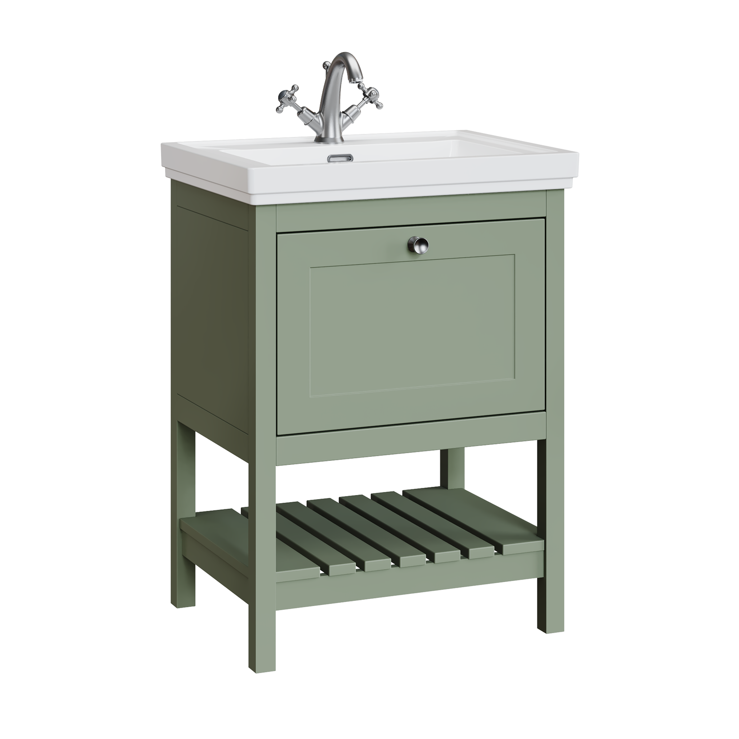 Fairford Juliette 600mm Fern Green 1 Tap Hole Floorstanding Vanity Unit
