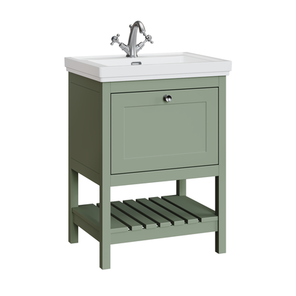 Fairford Juliette 600mm Fern Green 1 Tap Hole Floorstanding Vanity Unit