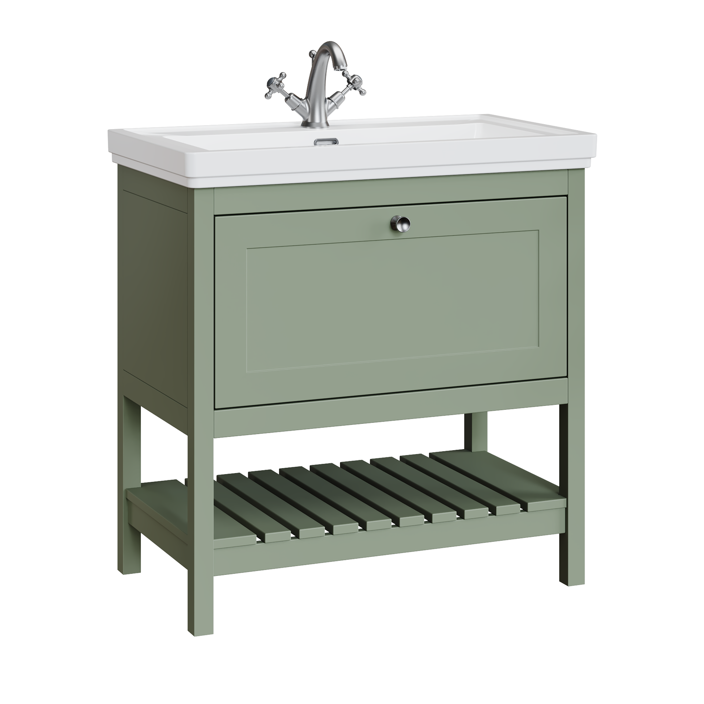 Fairford Juliette 800mm Fern Green 1 Tap Hole Floorstanding Vanity Unit
