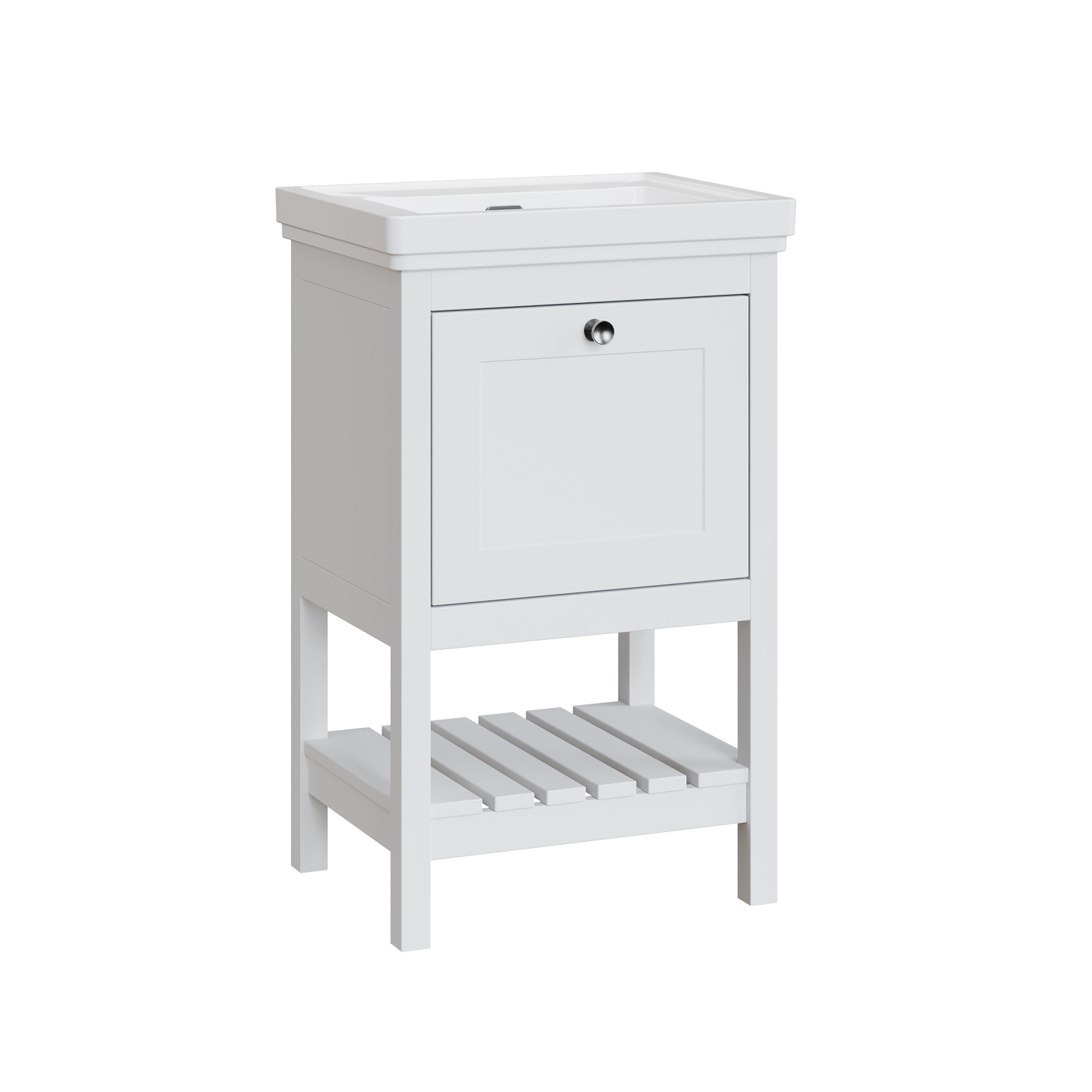Fairford Juliette Satin White 500mm 1 Drawer Floorstanding Vanity Unit with 0 Tap Hole Basin