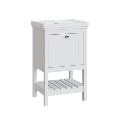 Fairford Juliette Satin White 500mm 1 Drawer Floorstanding Vanity Unit with 0 Tap Hole Basin