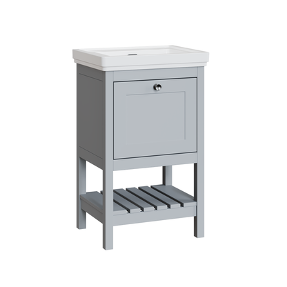 Fairford Juliette Satin Grey 500mm 1 Drawer Floorstanding Vanity Unit with 0 Tap Hole Basin