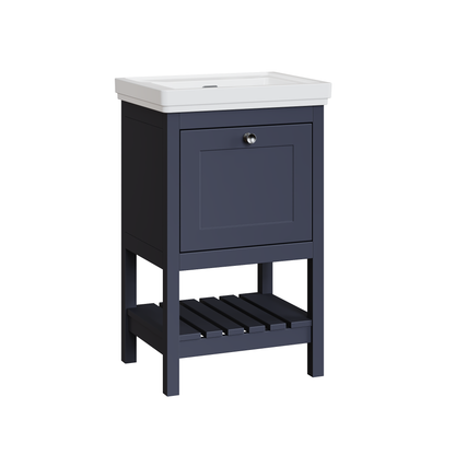 Fairford Juliette Indigo Blue 500mm 1 Drawer Floorstanding Vanity Unit with 0 Tap Hole Basin