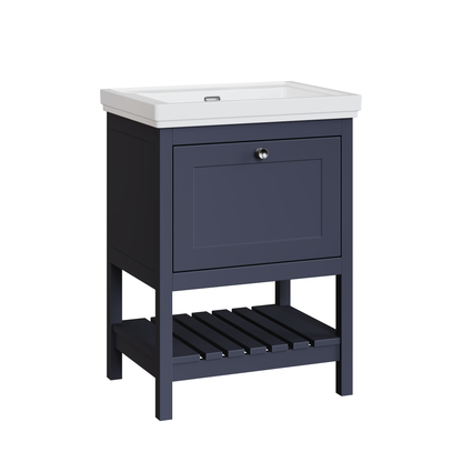 Fairford Juliette Indigo Blue 600mm 1 Drawer Floorstanding Vanity Unit with 0 Tap Hole Basin