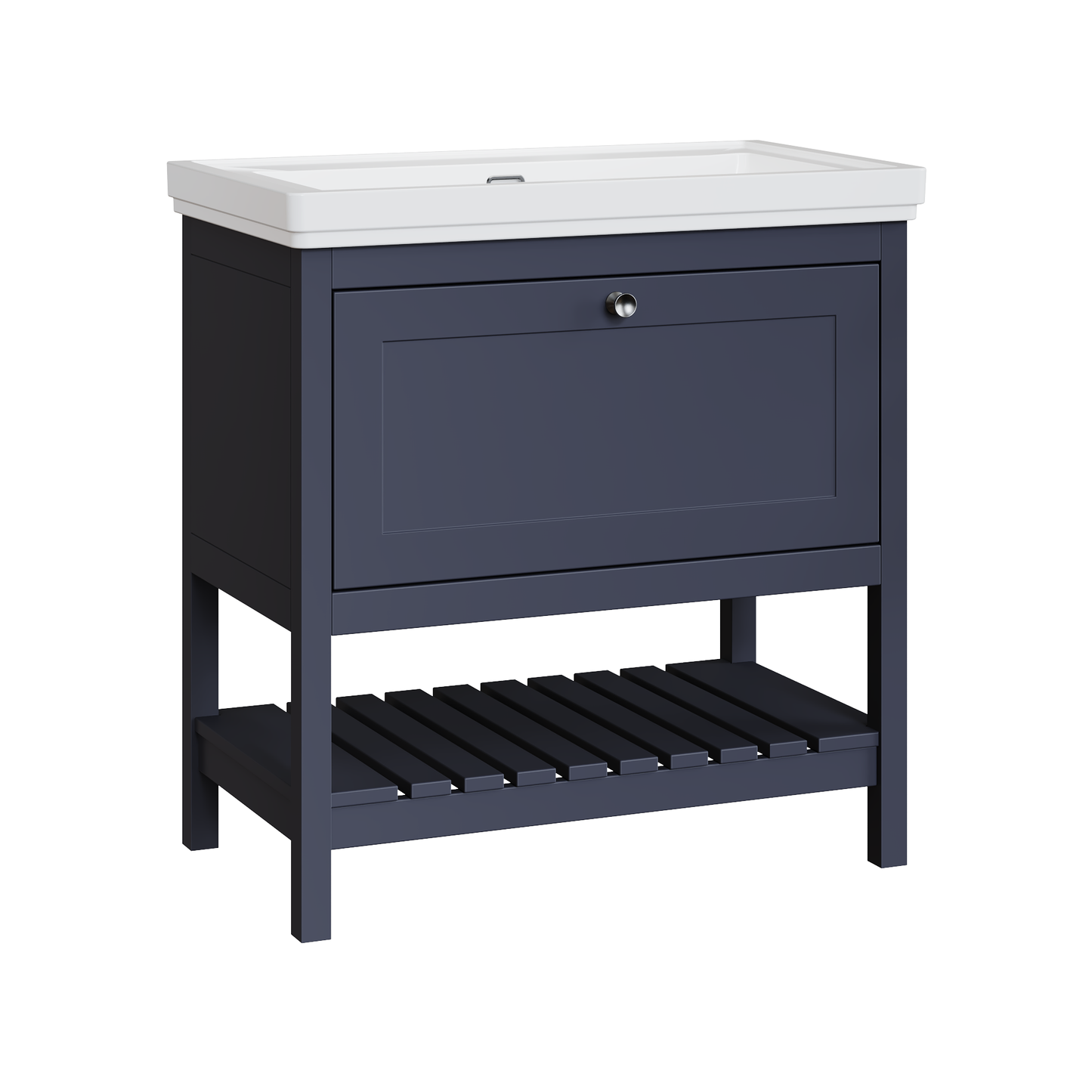 Fairford Juliette Indigo Blue 800mm 1 Drawer Floorstanding Vanity Unit with 0 Tap Hole Basin