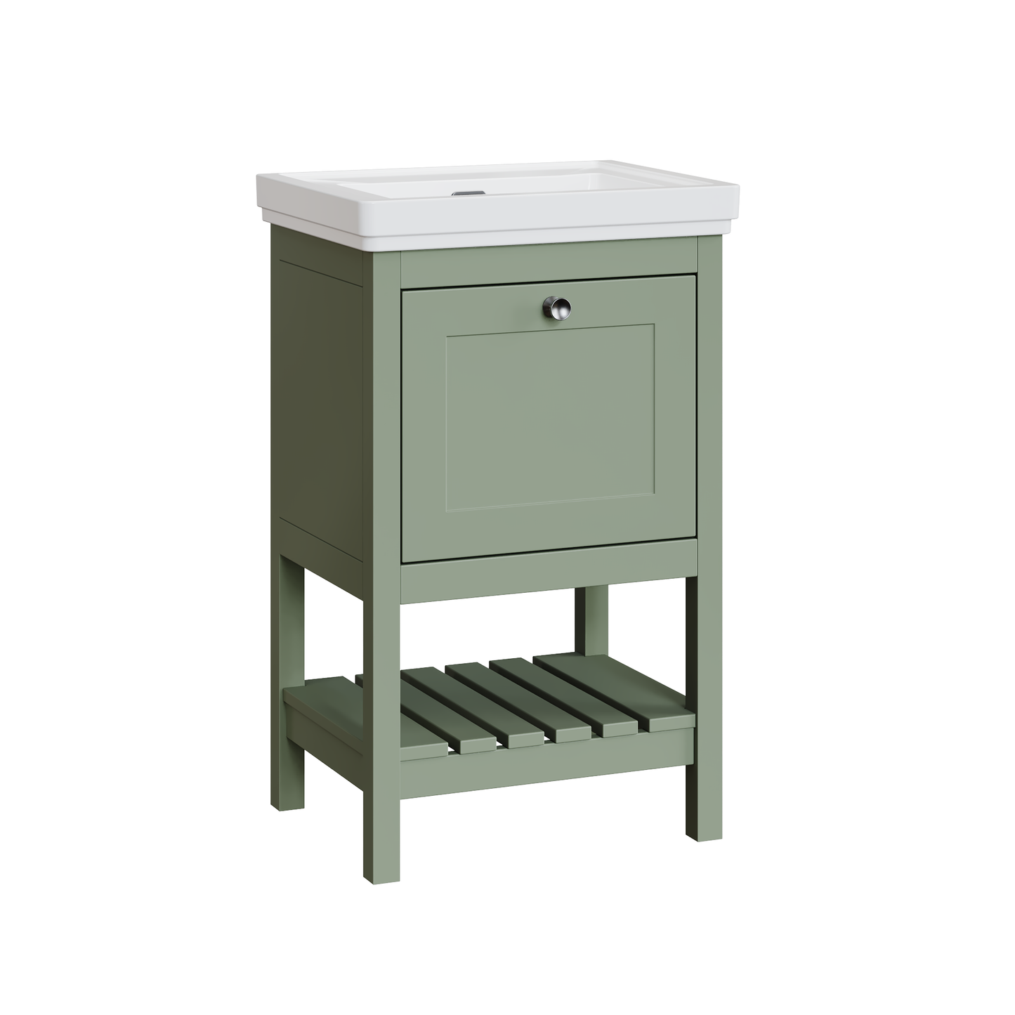 Fairford Juliette Fern Green 500mm 1 Drawer Floorstanding Vanity Unit with 0 Tap Hole Basin