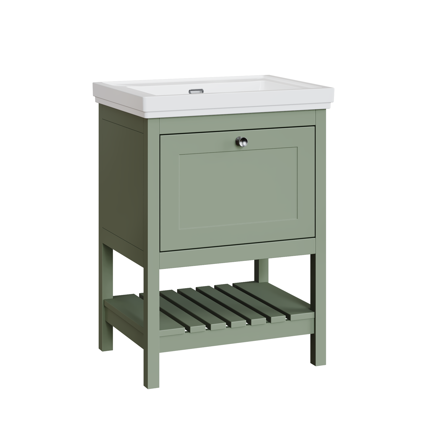Fairford Juliette Fern Green 600mm 1 Drawer Floorstanding Vanity Unit with 0 Tap Hole Basin