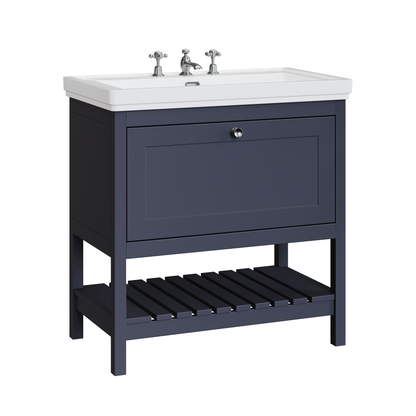 Fairford Juliette 800mm Indigo Blue 3 Tap Hole Floorstanding Vanity Unit