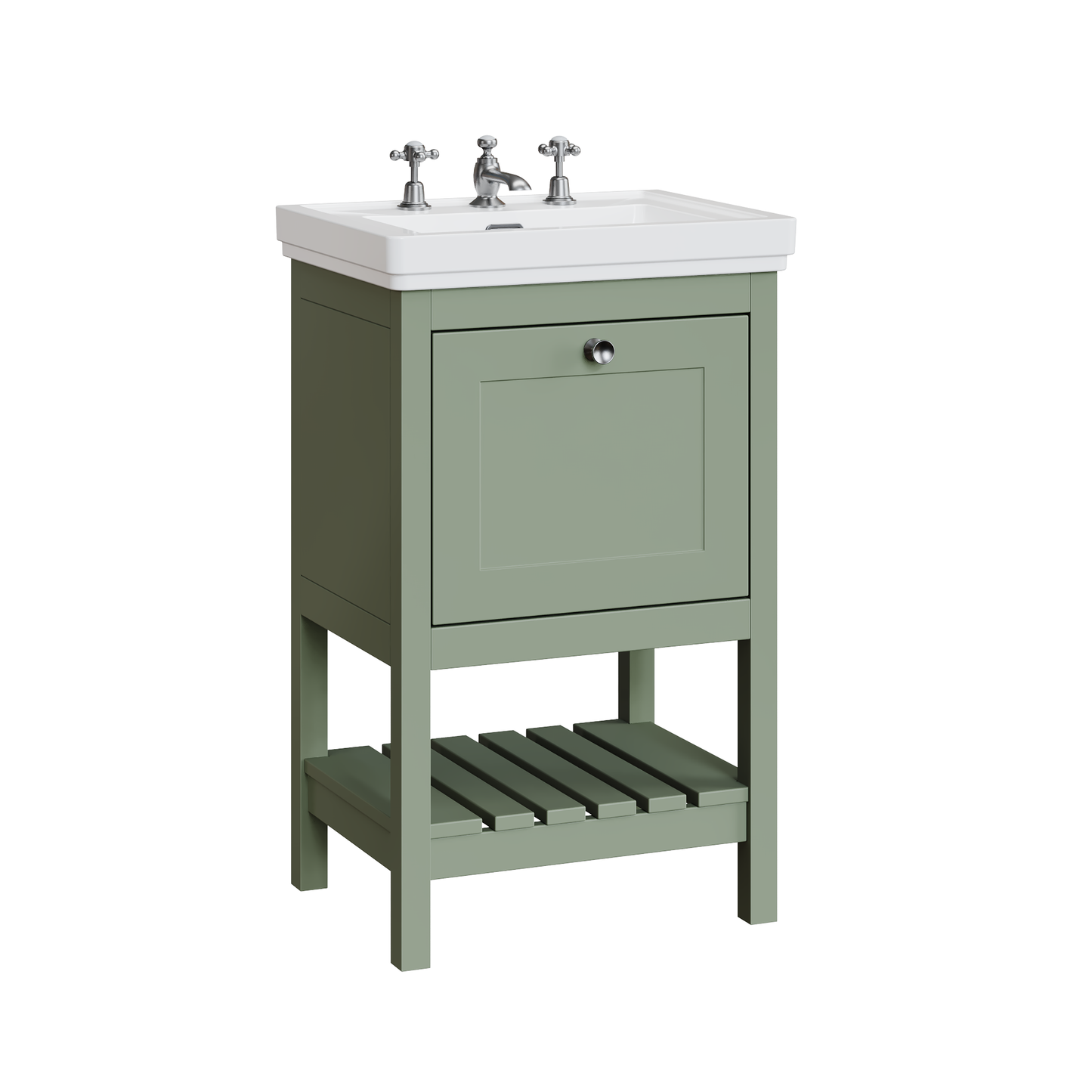 Fairford Juliette 500mm Fern Green 3 Tap Hole Floorstanding Vanity Unit