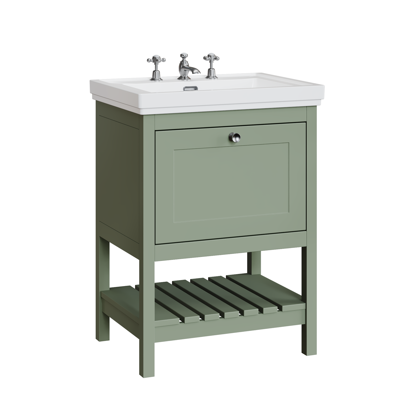 Fairford Juliette 600mm Fern Green 3 Tap Hole Floorstanding Vanity Unit