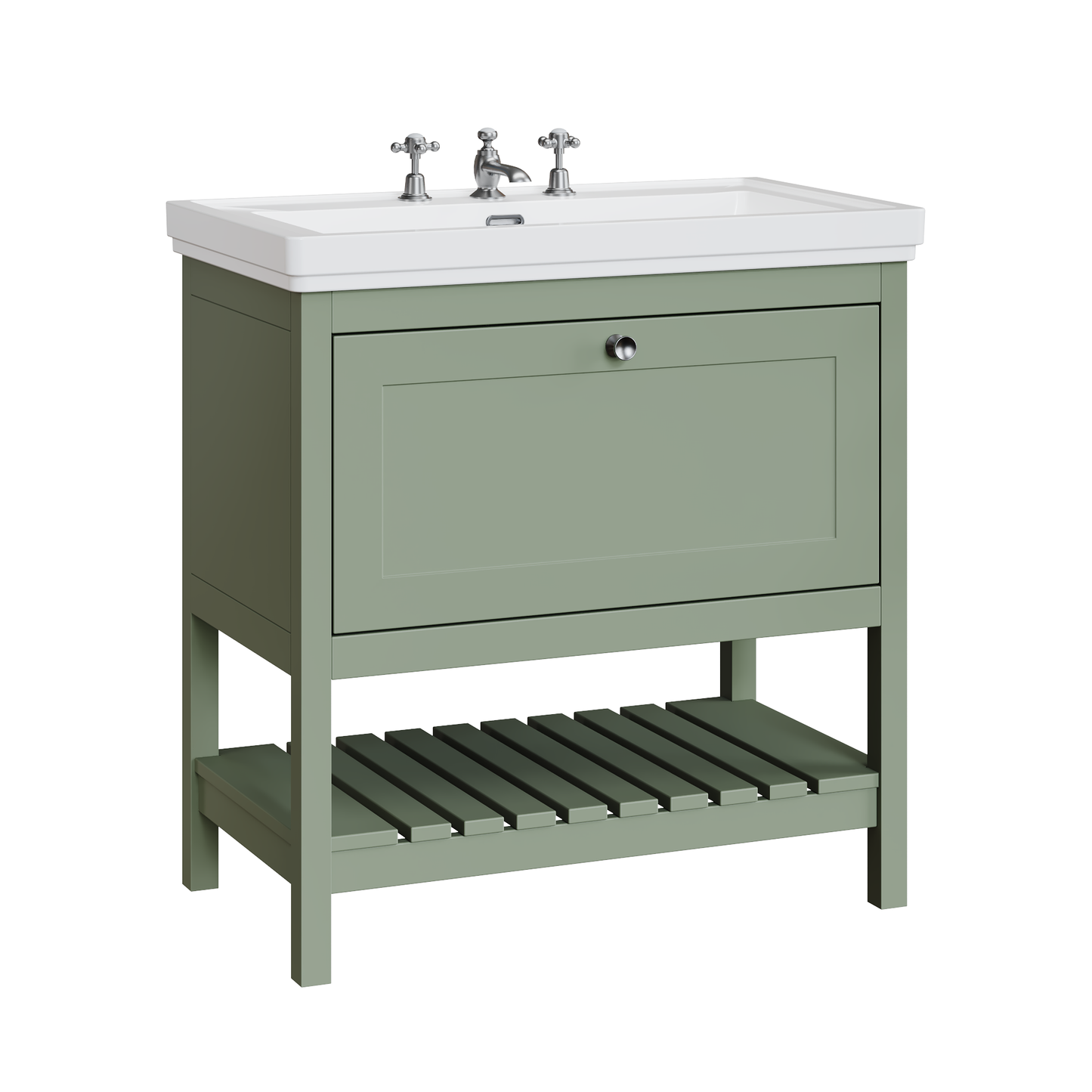 Fairford Juliette 800mm Fern Green 3 Tap Hole Floorstanding Vanity Unit