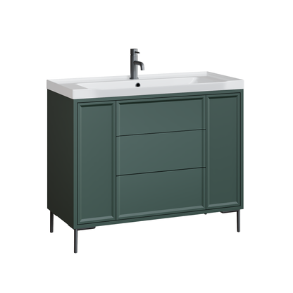 Fairford Elan Marin Green 1000mm Floorstanding Vanity Unit with Gunmetal Legs