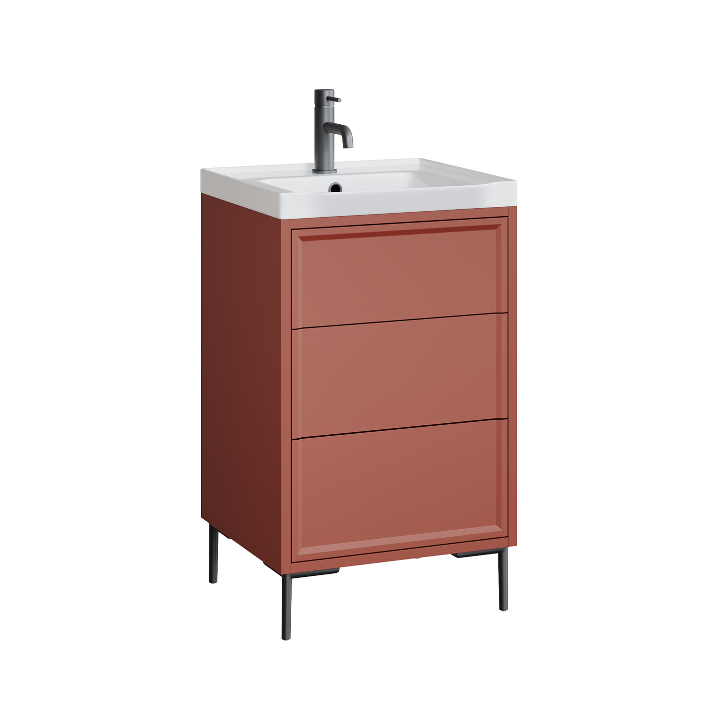 Fairford Elan Dusk Red 500mm Floorstanding Vanity Unit with Gunmetal Legs